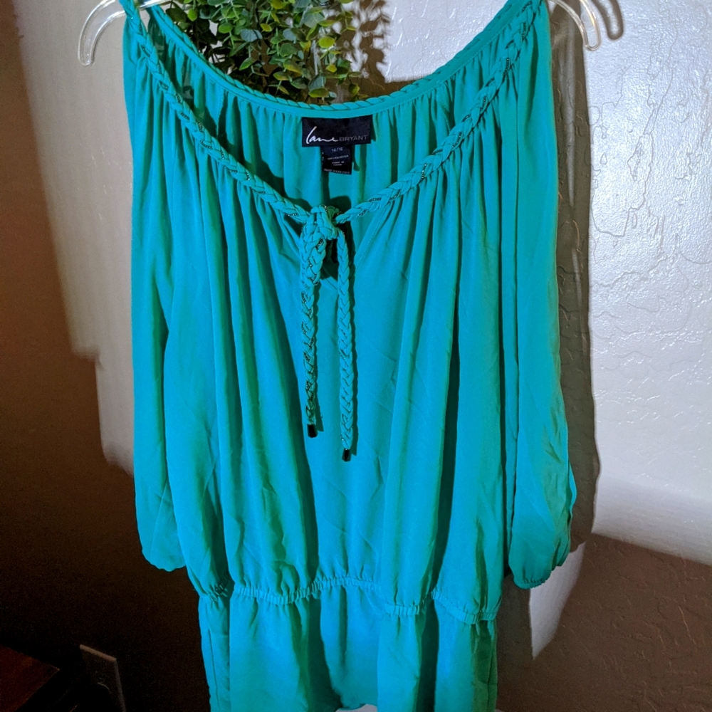 Lane Bryant Teal Cold Shoulder Top